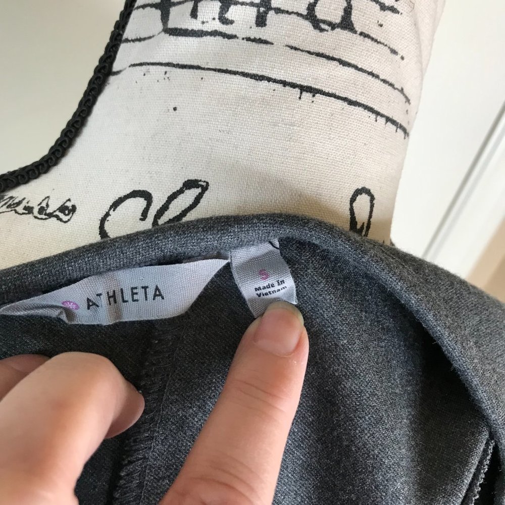Athleta Illusion Long Sleeve Bodycon Dress Charcoal Grey - Picture 6 of 6